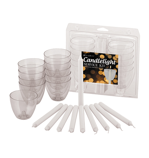 Candlelight Service Kit with Clear Plastic Wind Protectors (pack of 10