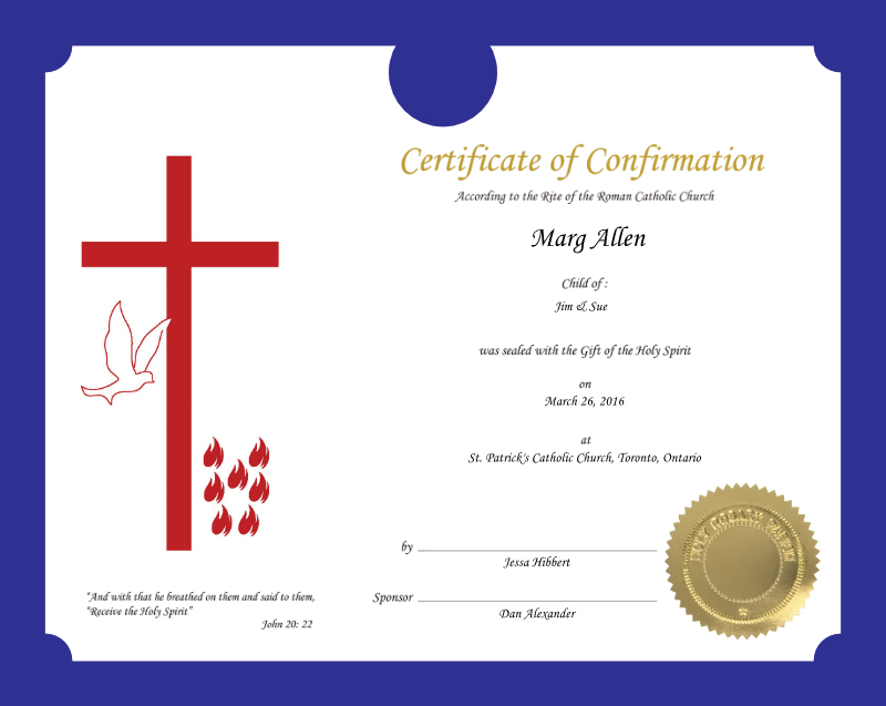 Roman Catholic Certificate of Confirmation (Packs of 10 or 50) $14 95