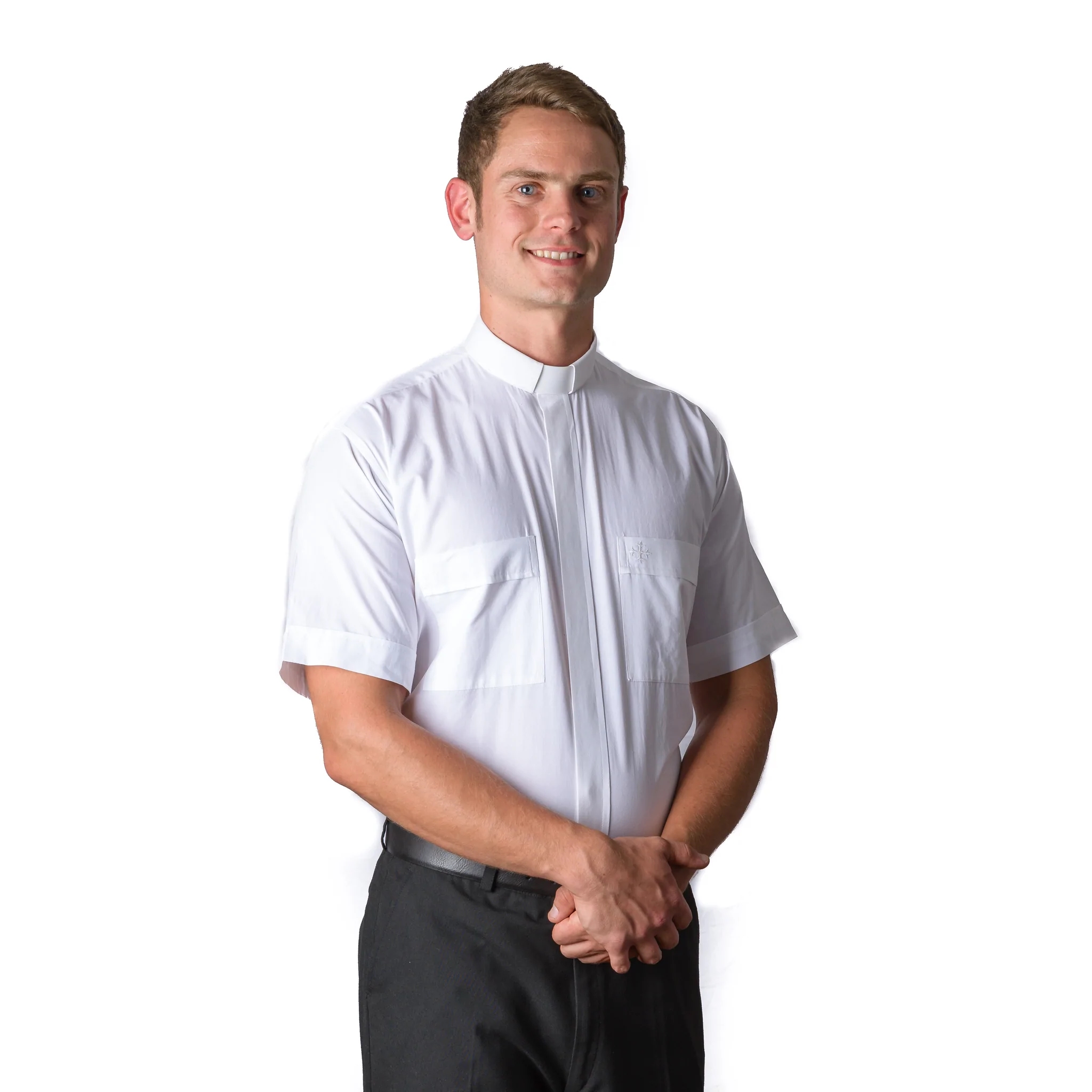 Short Sleeve Tab Collar Shirt (White) - $92.00 each