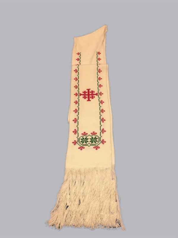 Cream Pentecost Stole with Red Trim